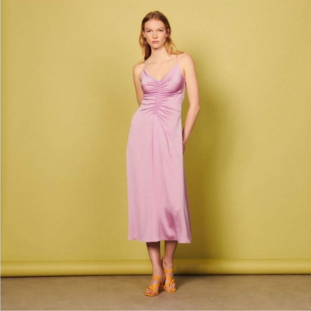 Sandro Midi Slip Dress Praline in Lilac